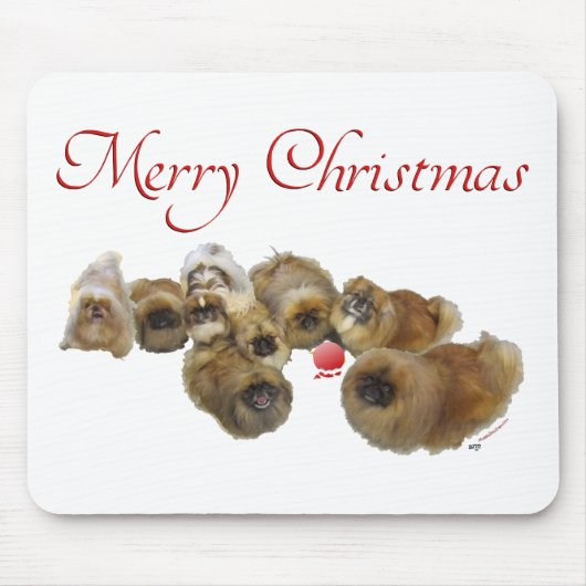 北京犬のクリスマスオーナメント マウスパッド (正面)