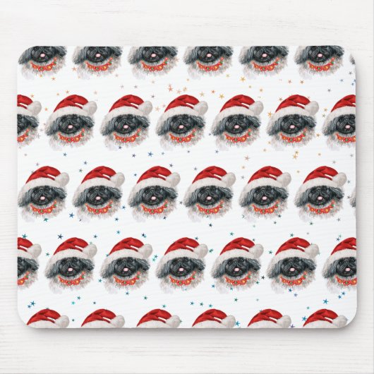 北京犬のクリスマススター マウスパッド (正面)