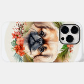 北京犬のクリスマスリースの可愛い仔犬 Case-Mate iPhoneケース (裏面 (横))