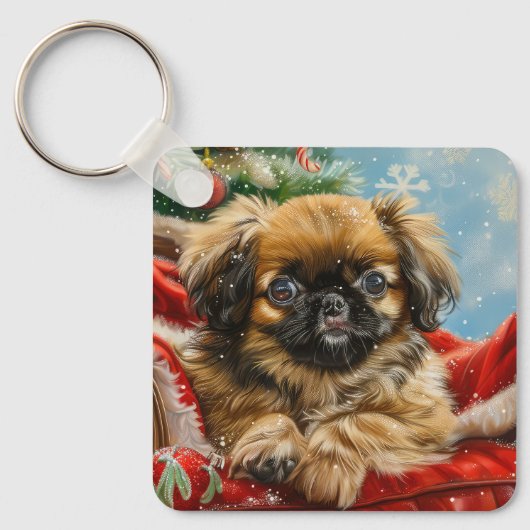 北京犬のクリスマス キーホルダー (正面)