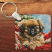 北京犬のクリスマス キーホルダー (正面)