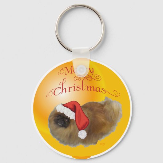 北京犬のクリスマス キーホルダー (正面)