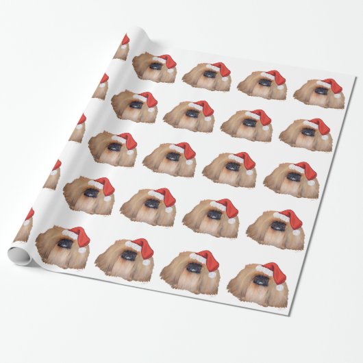 北京犬のクリスマス ラッピングペーパー (アンロールド)