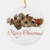北京犬のグループ クリスマス セラミックオーナメント (正面)
