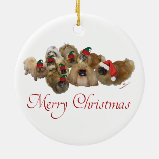北京犬のグループ クリスマス セラミックオーナメント (裏面)