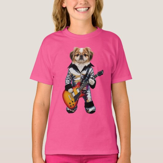 北京犬のロック・スター キッズTシャツ Tシャツ (正面)