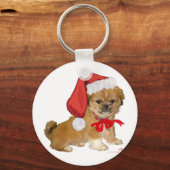 北京犬の子犬のクリスマス キーホルダー (正面)
