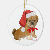北京犬の子犬のクリスマス セラミックオーナメント (左)