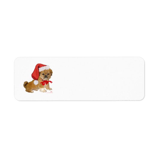 北京犬の子犬のクリスマス ラベル (正面)