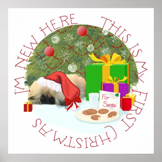 北京犬の子犬の最初のクリスマス ポスター (正面)