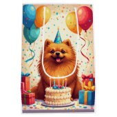北京犬の誕生日お祝い ミディアムペーパーバッグ (裏面)