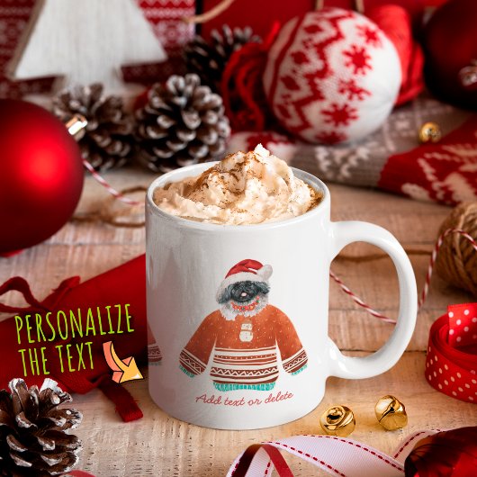 北京犬のUgly Sweater クリスマス ドッググッズ コーヒーマグカップ