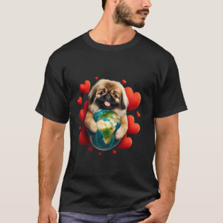 北京犬アースデーハグ愛抱っこ Tシャツ