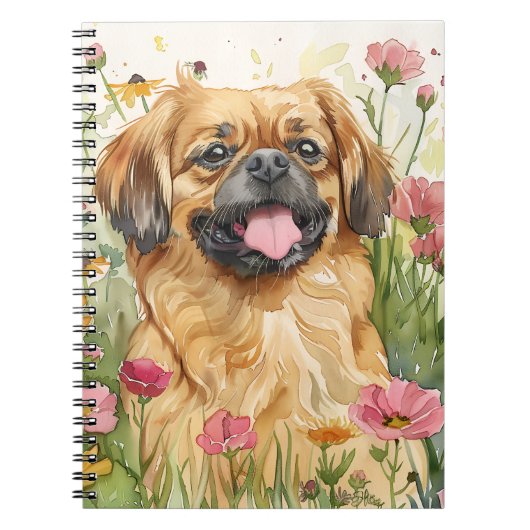 北京犬ジャーナル 水彩画のカバー ノートブック (正面)