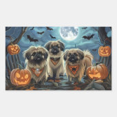 北京犬ハロウィーンの不気味さ 長方形シール (正面)