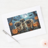 北京犬ハロウィーンの不気味さ 長方形シール (封筒)