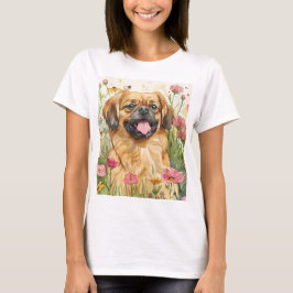 北京犬ママTシャツ – 水彩画 Tシャツ