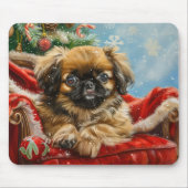 北京犬 クリスマス フェスティブ マウスパッド (正面)