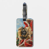 北京犬 クリスマス フェスティブ ラゲッジタグ (裏面縦)