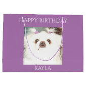 北京犬「ハッピーバースデー」抱き枕。 ラージペーパーバッグ (裏面)