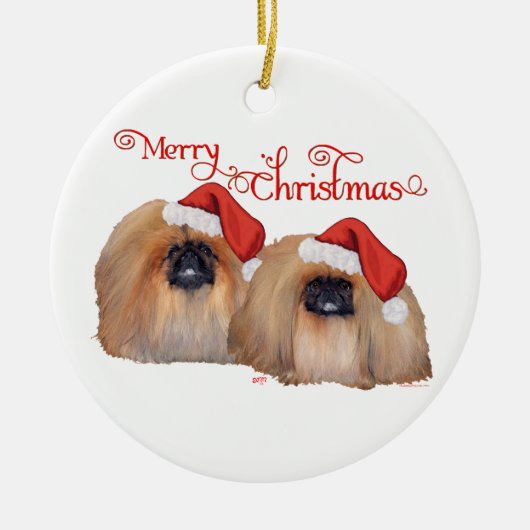 北京犬 メリークリスマス セラミックオーナメント (正面)