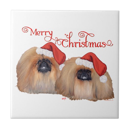 北京犬 メリークリスマス タイル (正面)