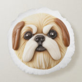 北京犬 3Dインスパイアデザイン ラウンドクッション (裏面)