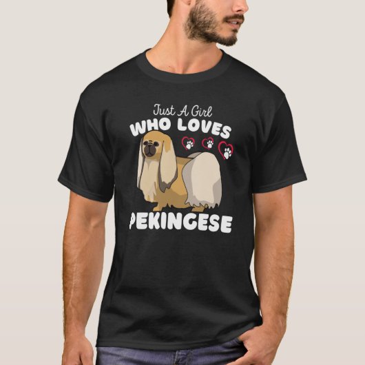北京語で可愛い犬の子供が大好きな少女 Tシャツ (正面)