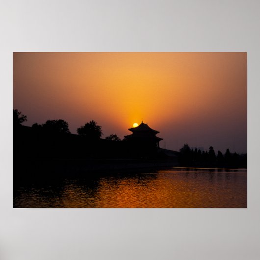 北京、中国の紫禁城の夕焼け ポスター (正面)