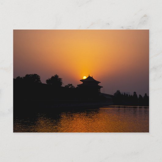 北京、中国の紫禁城の夕焼け ポストカード (正面)