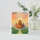 北京 中国 紫禁城 水彩 シーズンポストカード (スタンド正面)