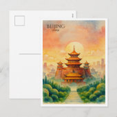 北京 中国 紫禁城 水彩 シーズンポストカード (正面/裏面)