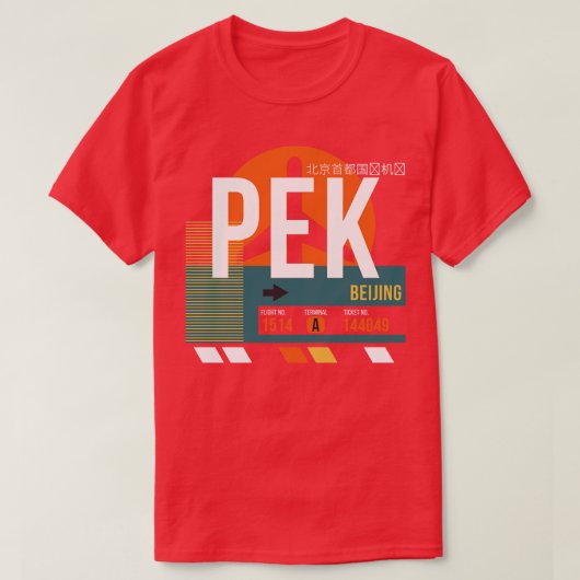 北京PEK空港コードスーツケースタグ Tシャツ (デザイン正面)