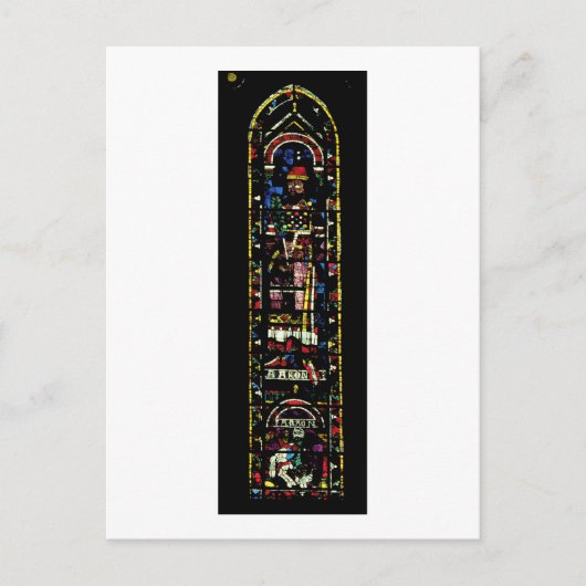 北側の十字形の窓；バラ窓には旧約聖書の物語が描かれている ポストカード (正面)
