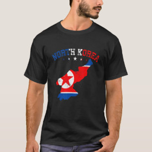 北動揺して朝鮮国旗の男性女性愛国者 Tシャツ