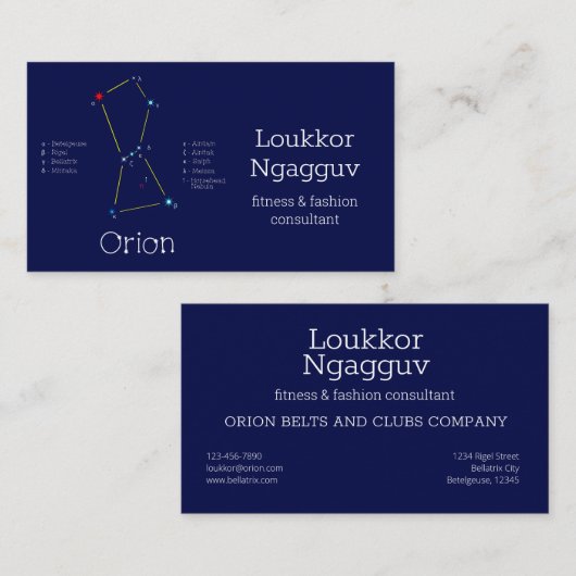 北半球のオリオン座 名刺 (正面/裏面)