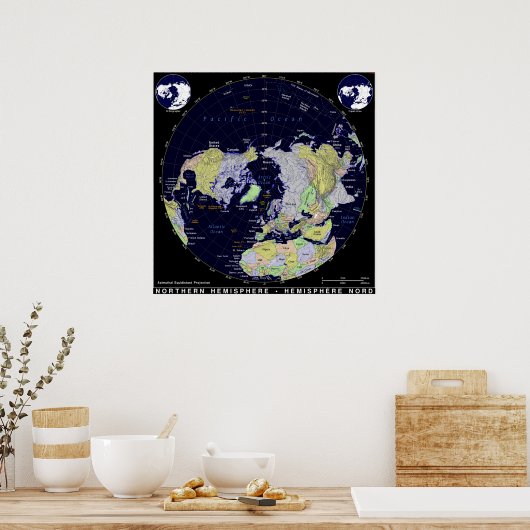 北半球の地図 ポスター (キッチン)