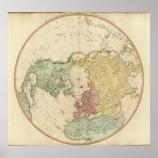 北半球の地図 ポスター (正面)