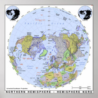 北半球の地図 ポスター