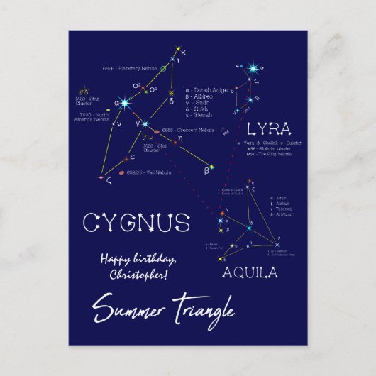 北半球の夏の三角星 ポストカード (正面)