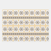 北半球の緑、赤、灰色の雪と夕日 ラッピングペーパーシート (正面3)