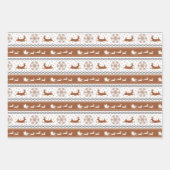 北半球の緑、赤、灰色の雪と夕日 ラッピングペーパーシート (正面)