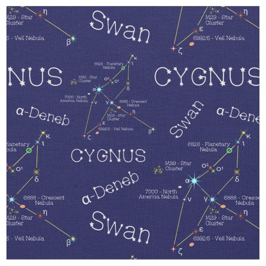 北半球シグナス星座 ファブリック (クローズアップ)