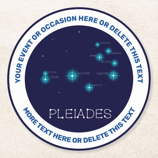 北半球プレアデス星形成ラウンド ラウンドペーパーコースター (正面)