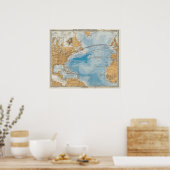 北大西洋海の地図 ポスター (キッチン)