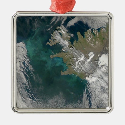 北大西洋開花の植物プランクトン海 メタルオーナメント (正面)