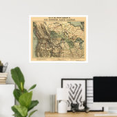 北太平洋鉄道地図1871 ポスター (ホームオフィス)