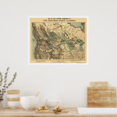 北太平洋鉄道地図1871 ポスター (キッチン)