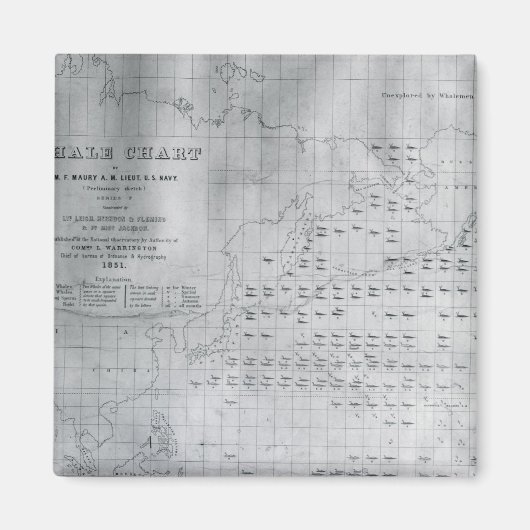 北太平洋鯨図1851年 マグネット (正面)