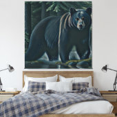 北威厳のある林の黒熊 キャンバスプリント (インサイチュ (寝室))